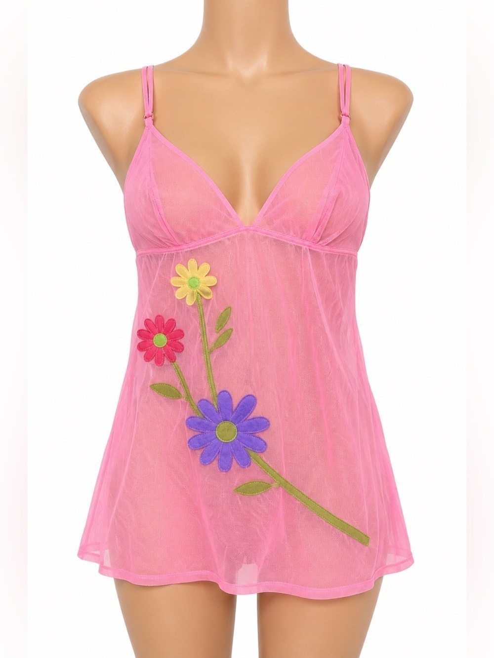 Vintage Victoria’s Secret Pink Sheer Mesh Babydoll Chemise L